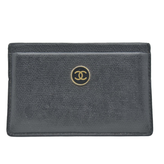 $575 Chanel Smooth Leather CC Card Holder Black CONSIGNMENT