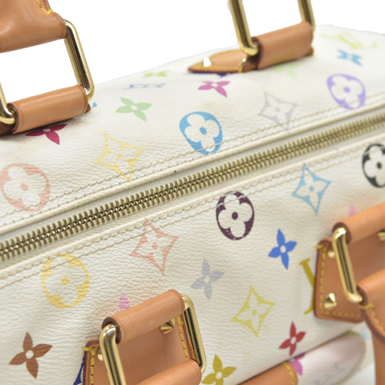 AUCTION $3150 Louis Vuitton  Monogram Muakami Speedy 30 White