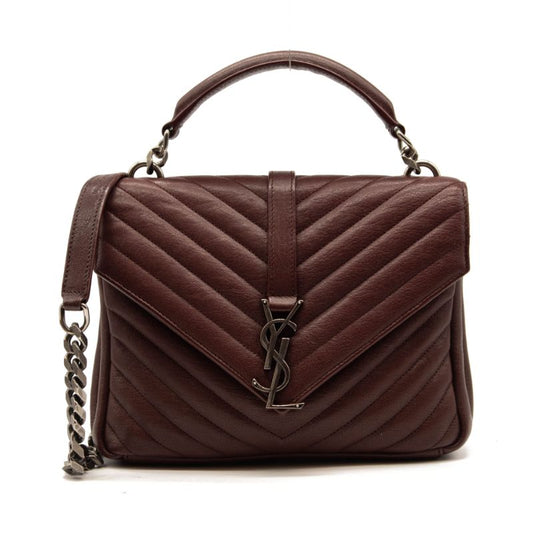 Saint Laurent Matelasse Chevron Monogram Medium College Bag Rouge Legion