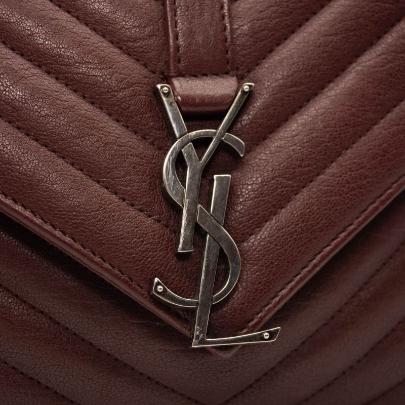 Saint Laurent Matelasse Chevron Monogram Medium College Bag Rouge Legion