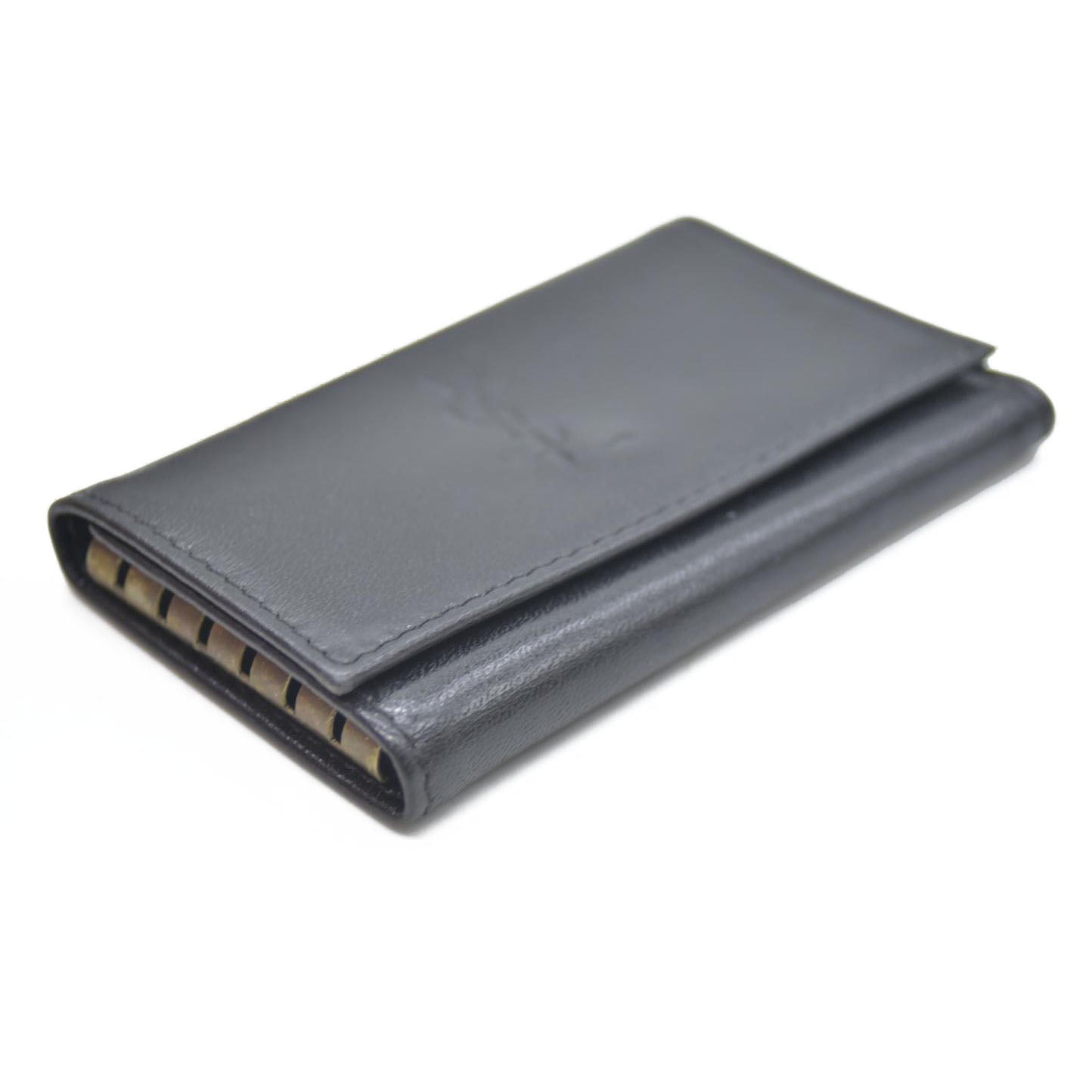 Auction $400 Yves Saint Laurent YSL Logo Leather 6 Ring Key Case Black