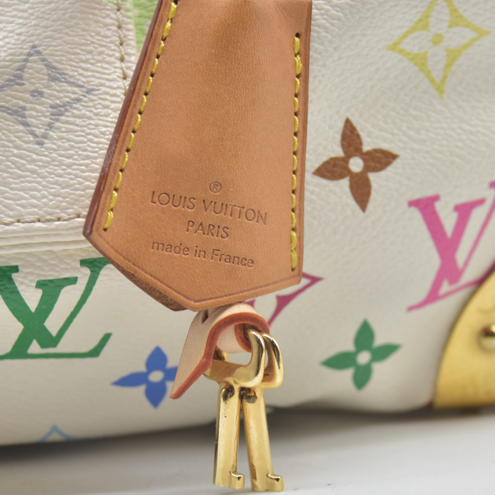 AUCTION $3150 Louis Vuitton  Monogram Muakami Speedy 30 White