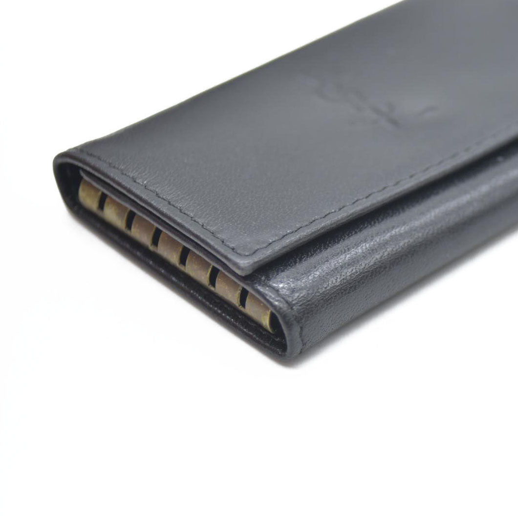 Auction $400 Yves Saint Laurent YSL Logo Leather 6 Ring Key Case Black