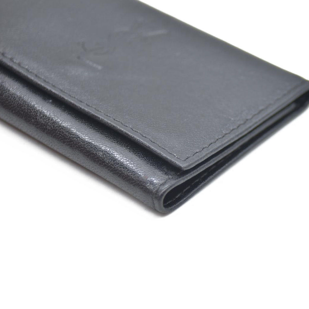 Auction $400 Yves Saint Laurent YSL Logo Leather 6 Ring Key Case Black