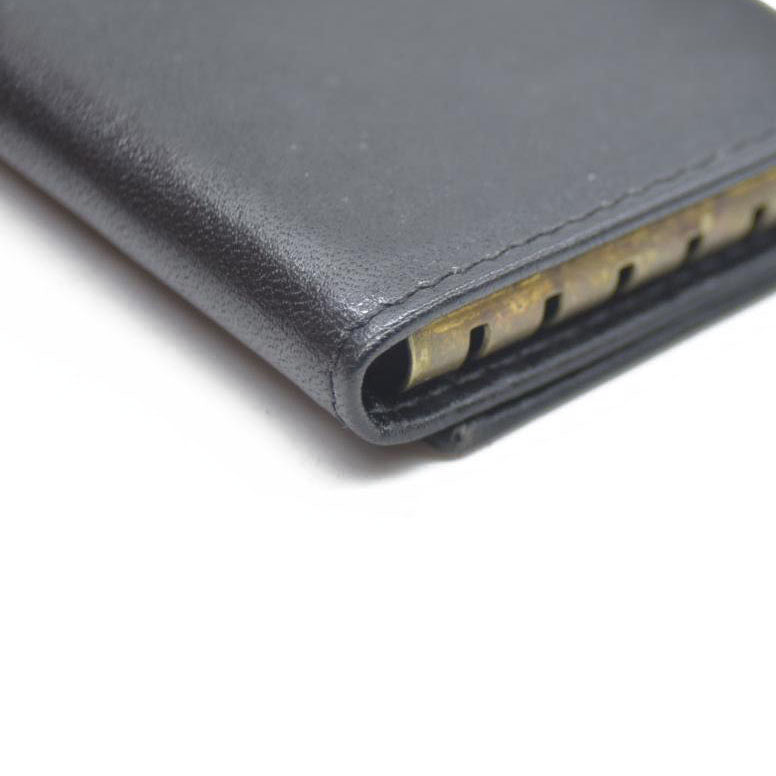 Auction $400 Yves Saint Laurent YSL Logo Leather 6 Ring Key Case Black