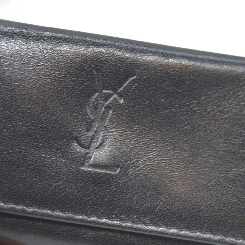 Auction $400 Yves Saint Laurent YSL Logo Leather 6 Ring Key Case Black