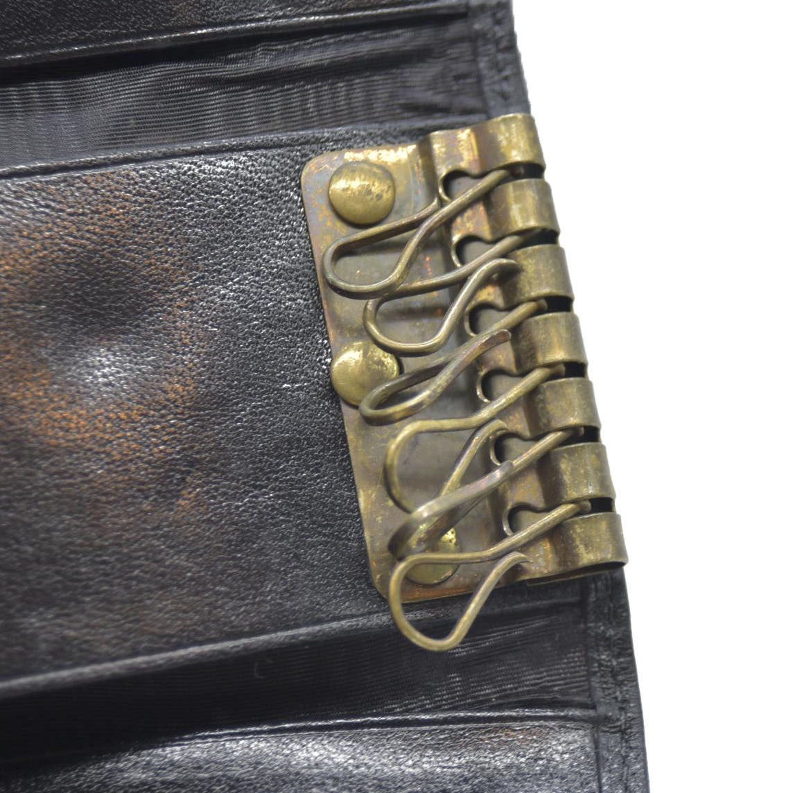 Auction $400 Yves Saint Laurent YSL Logo Leather 6 Ring Key Case Black