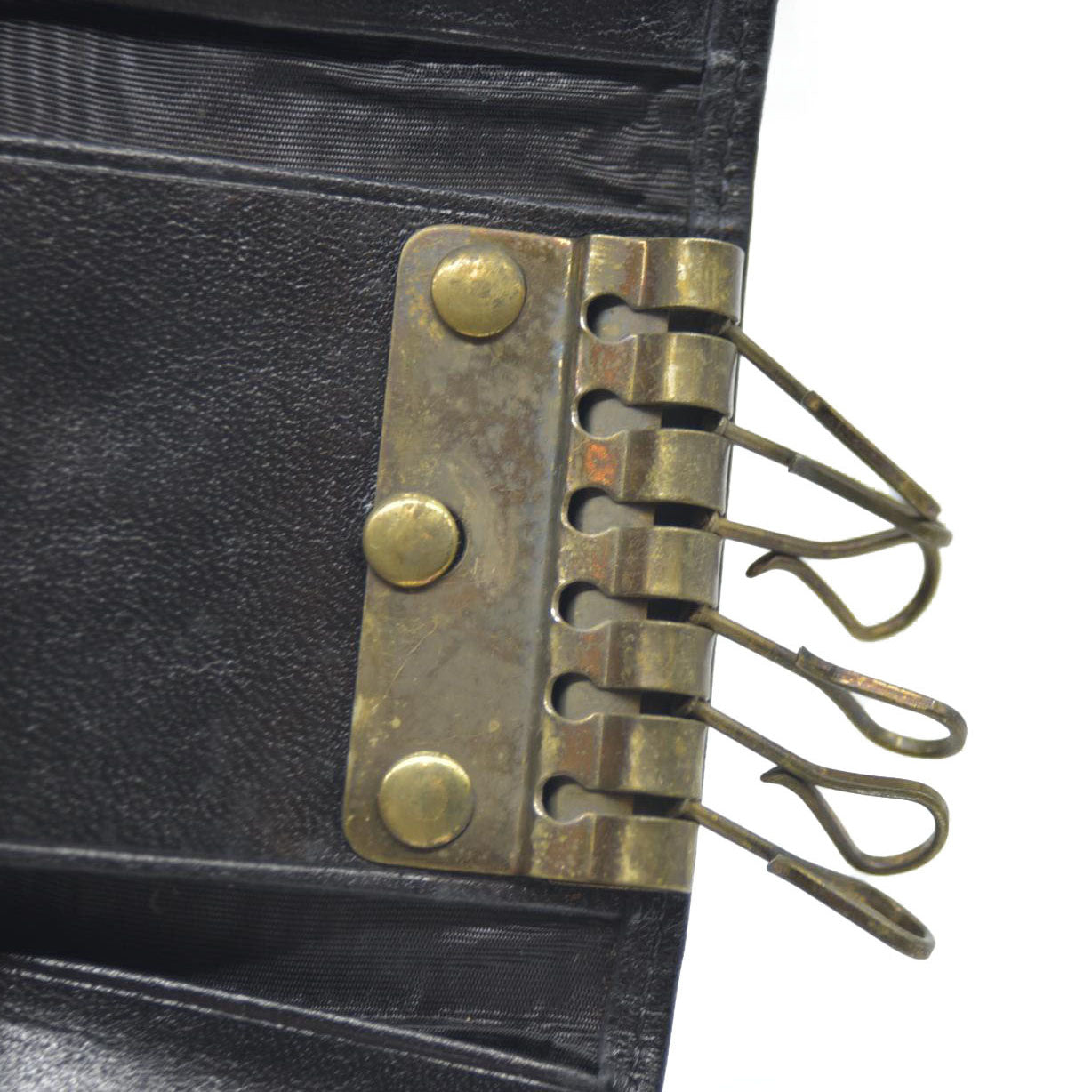 Auction $400 Yves Saint Laurent YSL Logo Leather 6 Ring Key Case Black