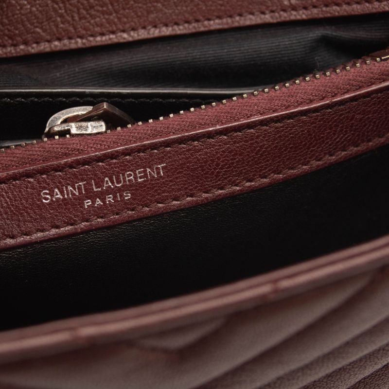 Saint Laurent Matelasse Chevron Monogram Medium College Bag Rouge Legion