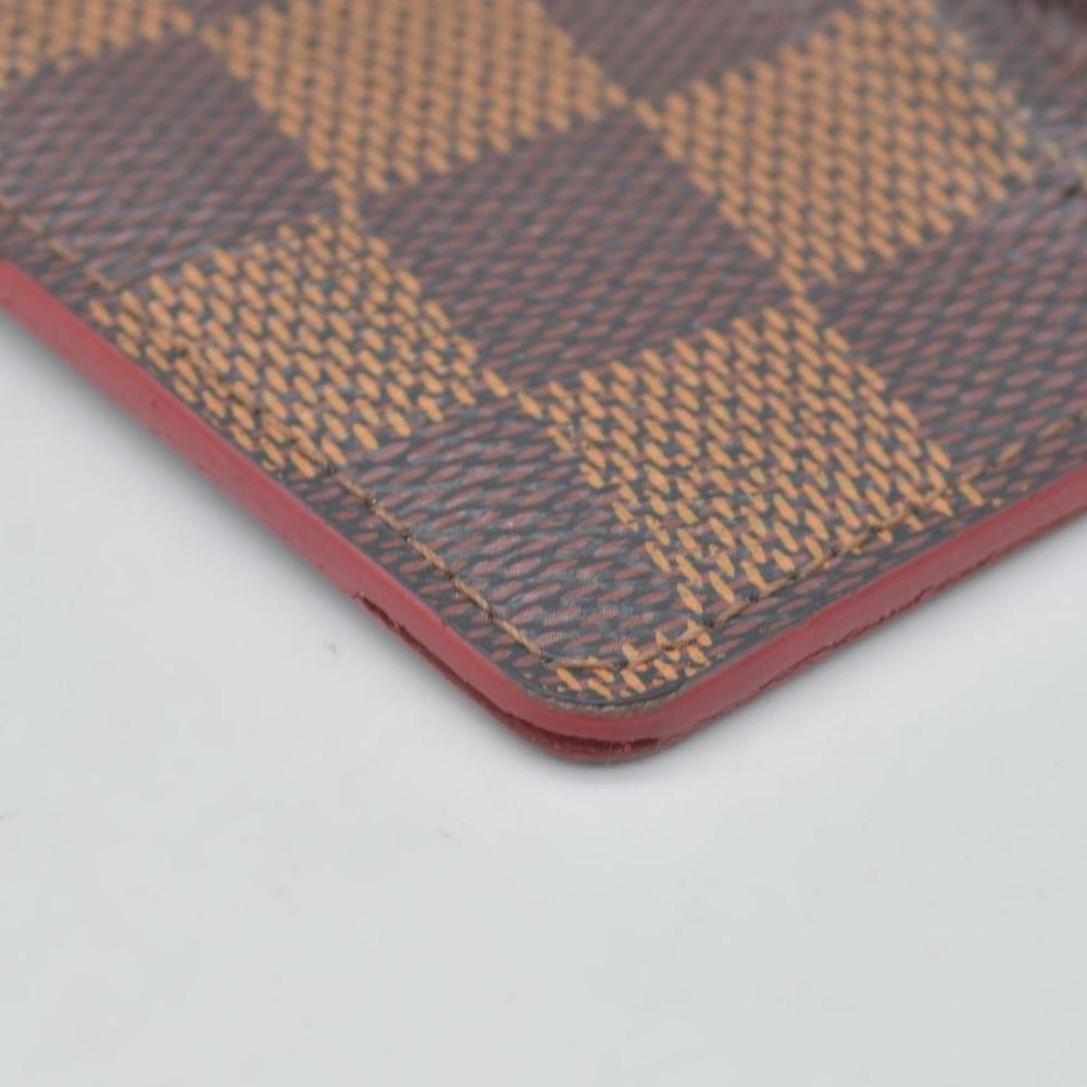$430 2015 Louis Vuitton Damier Ebene Caissa Card Holder Cherry CONSIGNMENT CA4105