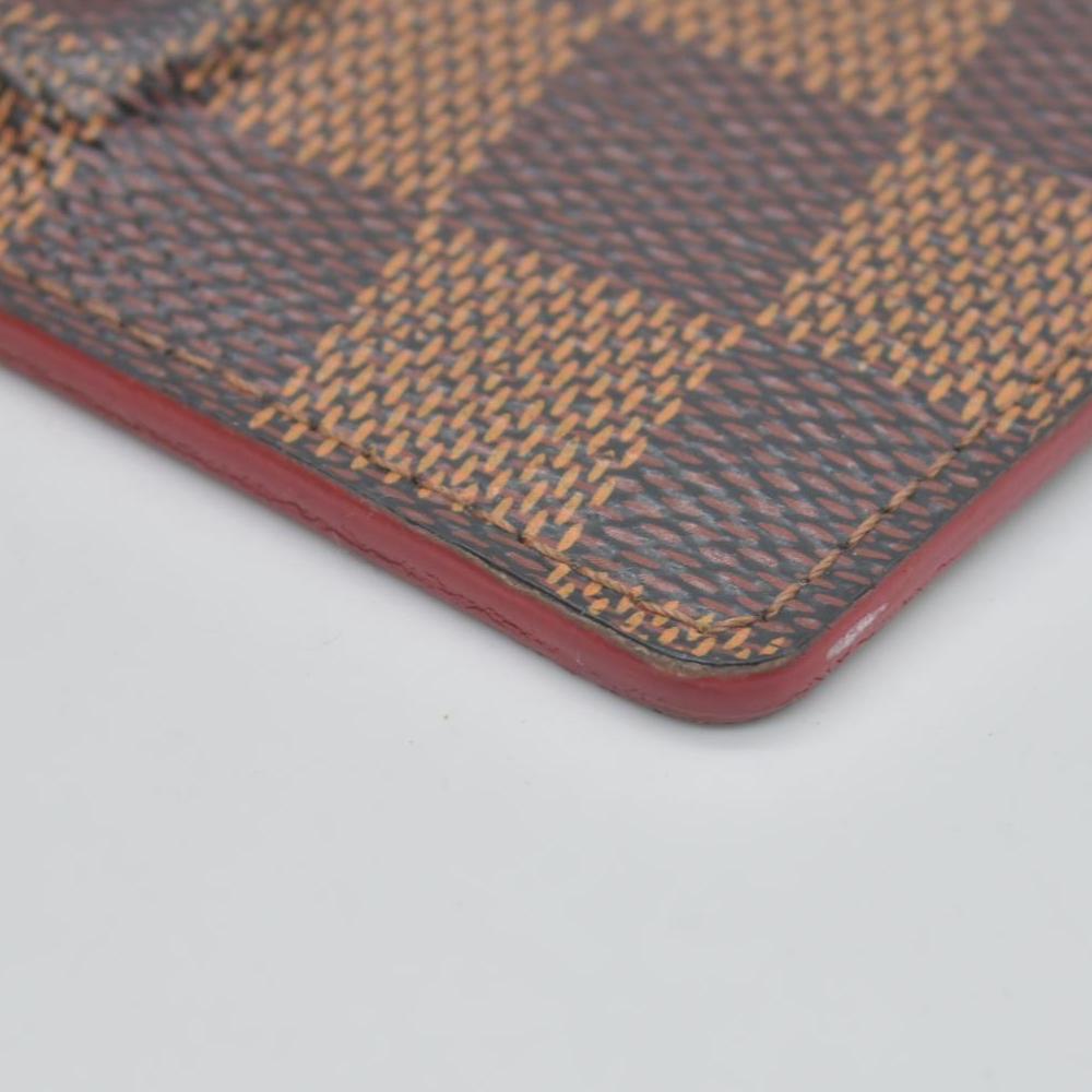 $430 2015 Louis Vuitton Damier Ebene Caissa Card Holder Cherry CONSIGNMENT CA4105