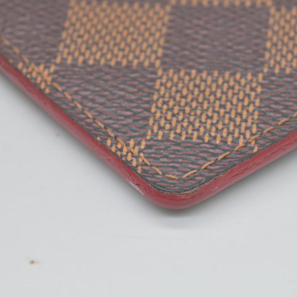 $430 2015 Louis Vuitton Damier Ebene Caissa Card Holder Cherry CONSIGNMENT CA4105