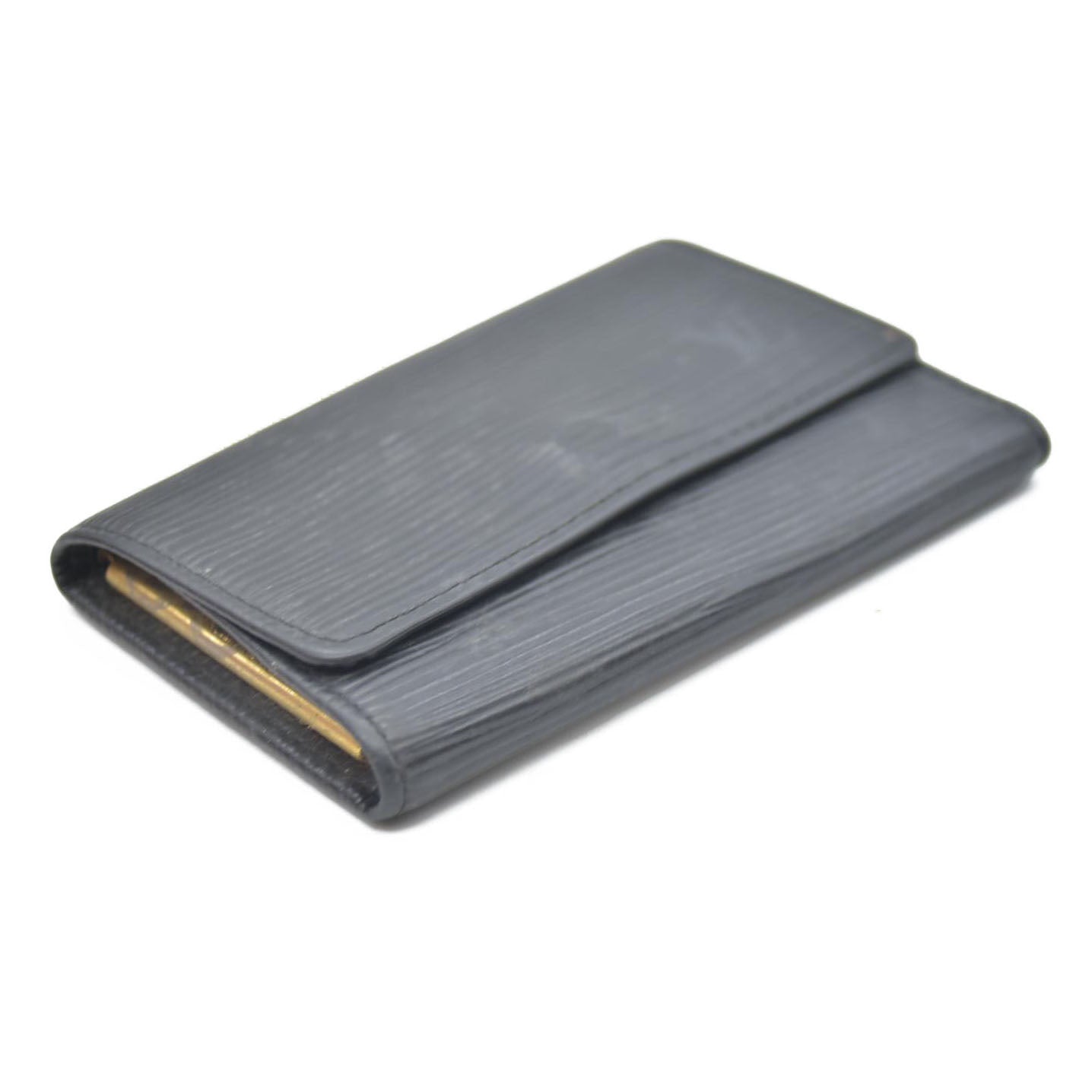 Yves Saint Laurent YSL Logo Leather 6 Ring Key Case Black