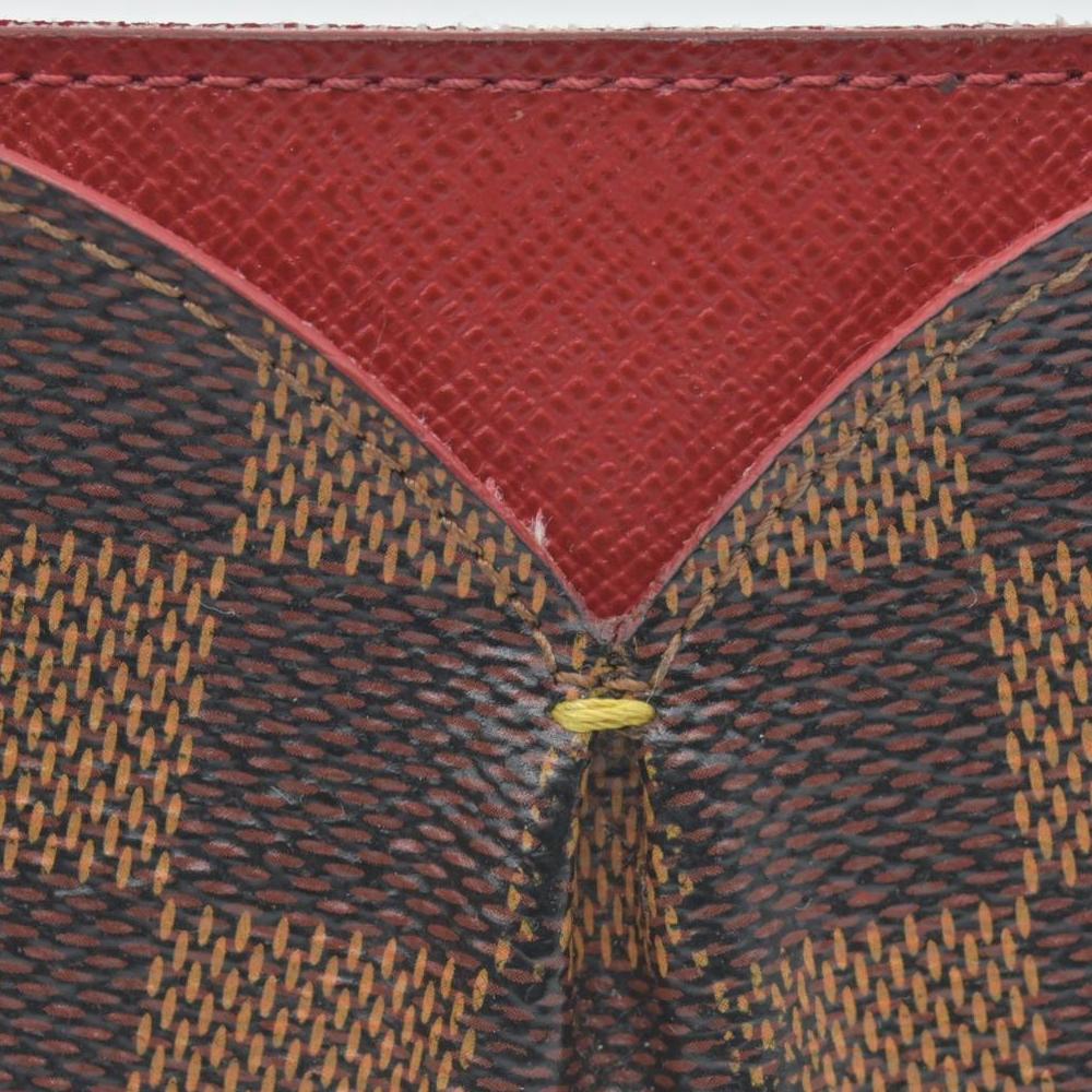 $430 2015 Louis Vuitton Damier Ebene Caissa Card Holder Cherry CONSIGNMENT CA4105