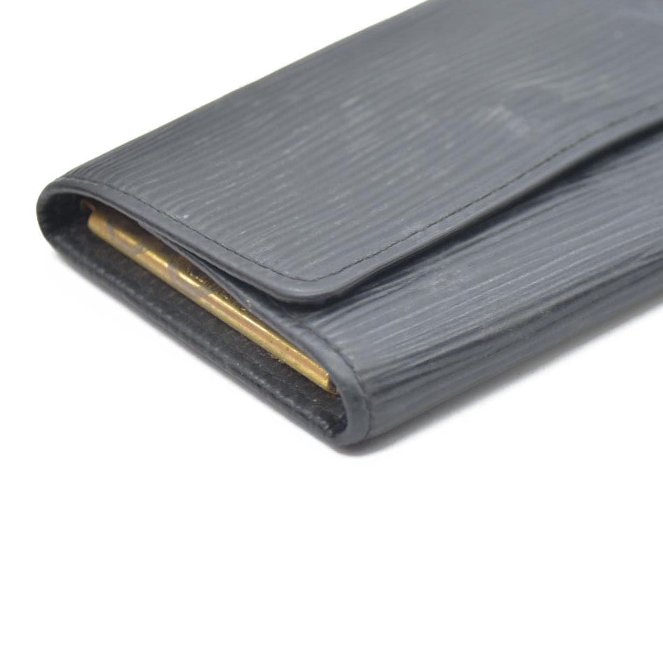 Yves Saint Laurent YSL Logo Leather 6 Ring Key Case Black