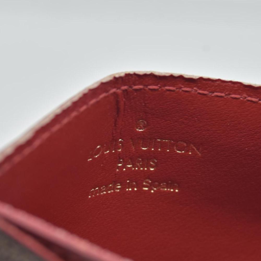 $430 2015 Louis Vuitton Damier Ebene Caissa Card Holder Cherry CONSIGNMENT CA4105