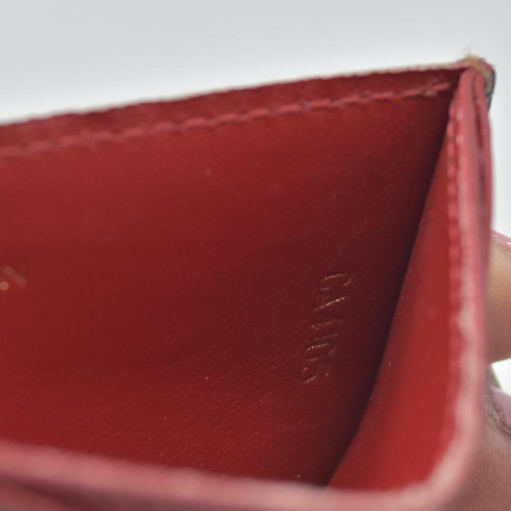 $430 2015 Louis Vuitton Damier Ebene Caissa Card Holder Cherry CONSIGNMENT CA4105