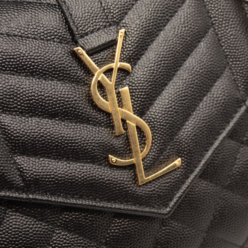 YSL Saint Laurent Classic Monogram Wallet on Chain Crossbody Matelasse—BLACK