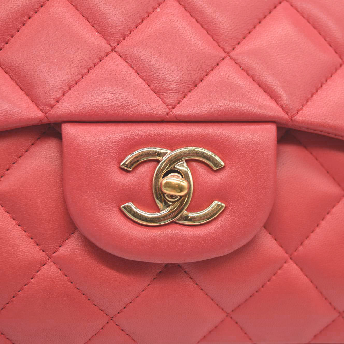 CHANEL Classic Flap Large Pink Leather Gold Hardware Velvet Chain Strap Karl Lagerfeld Signature