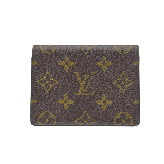 $350 Vintage Louis Vuitton Monogram Porte 2 Cartes Vertical Pass Card Case Brown CONSIGNMENT