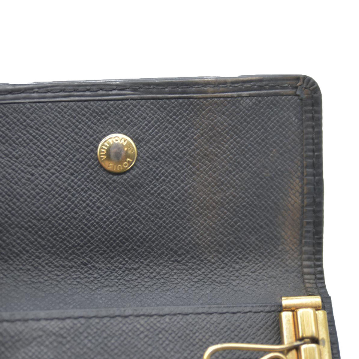 Yves Saint Laurent YSL Logo Leather 6 Ring Key Case Black