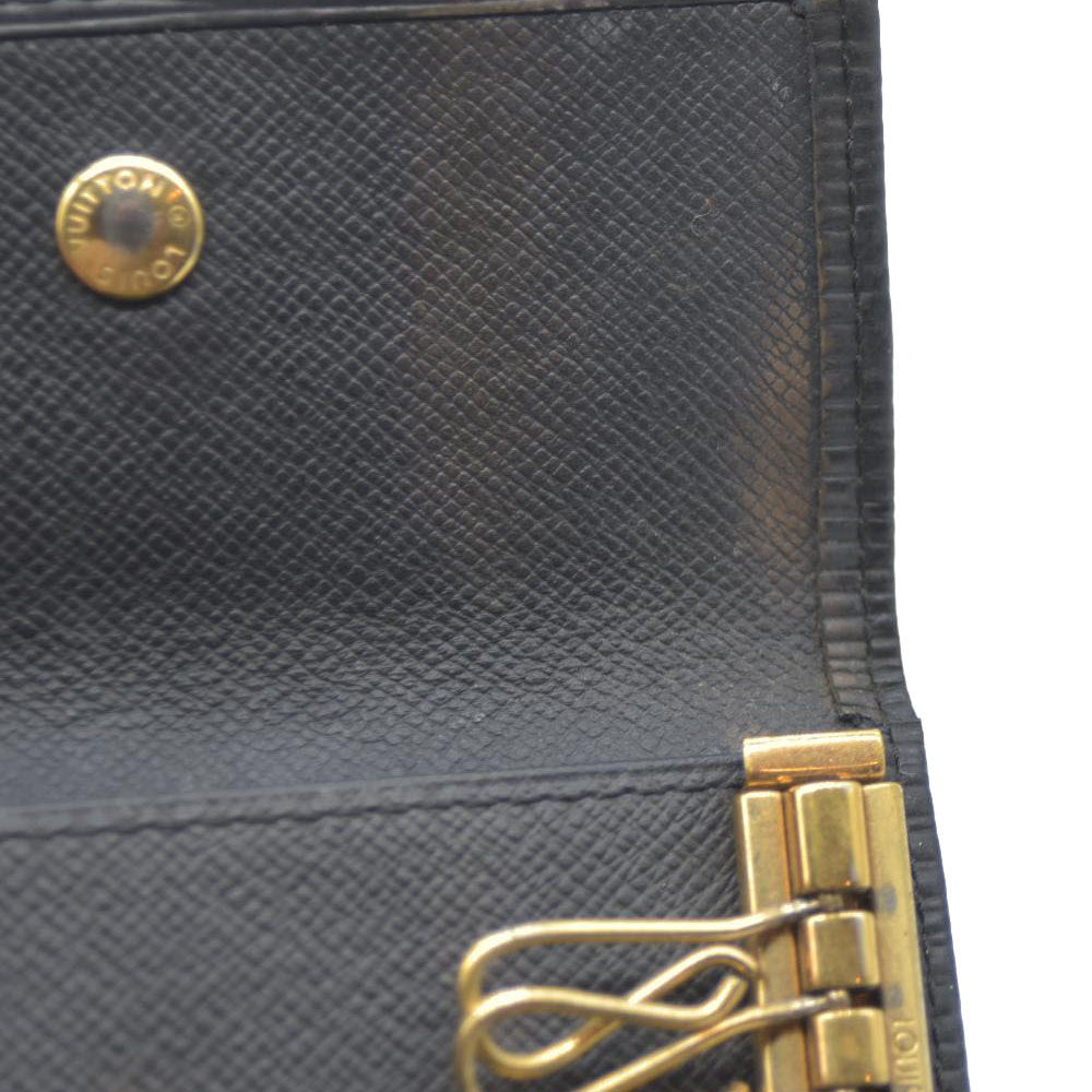 Yves Saint Laurent YSL Logo Leather 6 Ring Key Case Black