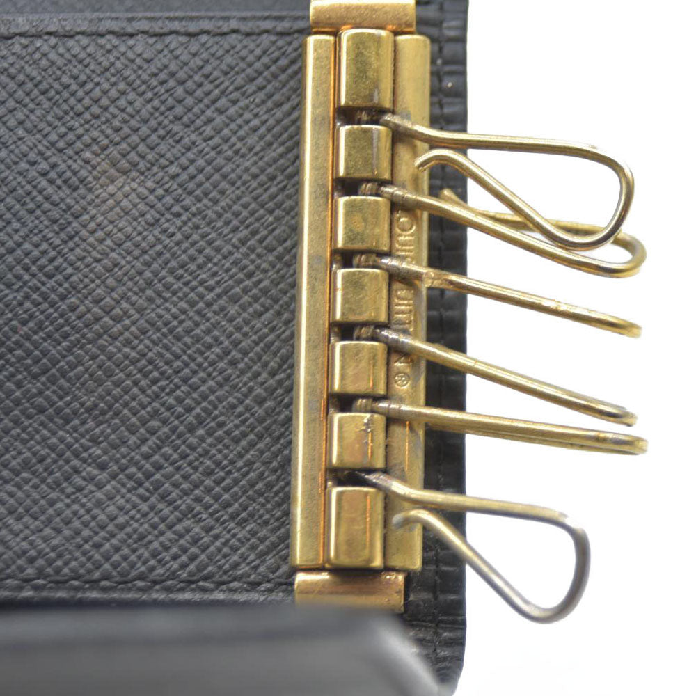 Yves Saint Laurent YSL Logo Leather 6 Ring Key Case Black