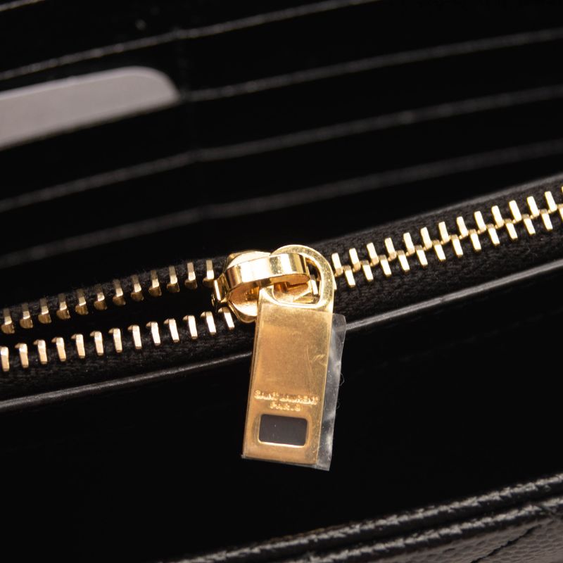 Saint Laurent 360452 Monogram Chain Wallet in Matelasse Leather Black  2017(Gold Hardware)
