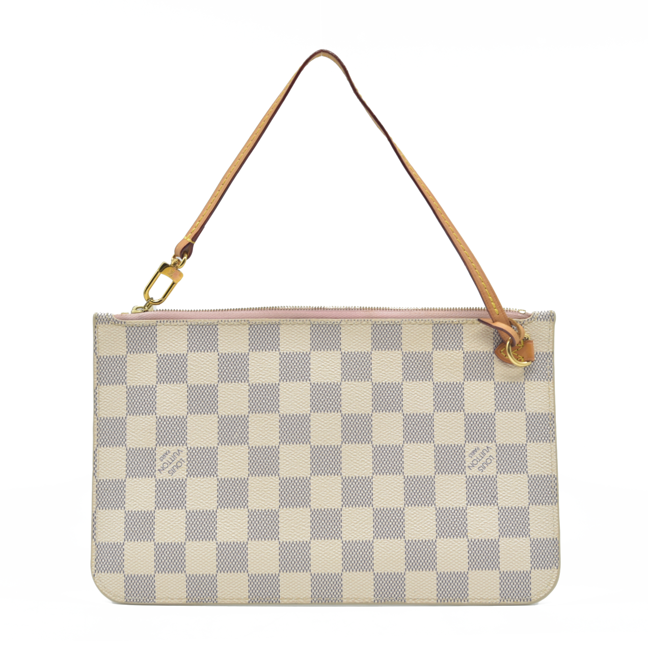 AUCTION $800 Louis Vuitton  Damier Azur Neverfull MM GM Pochette Rose Ballerine