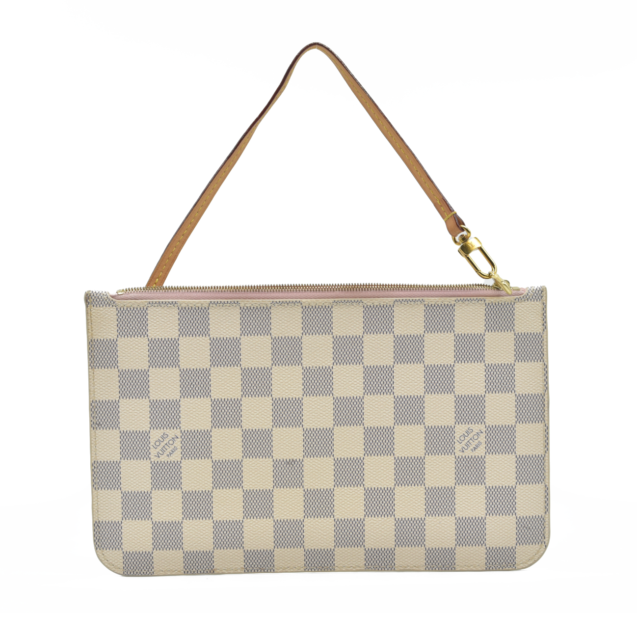 AUCTION $800 Louis Vuitton  Damier Azur Neverfull MM GM Pochette Rose Ballerine
