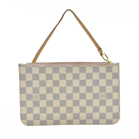 AUCTION $800 Louis Vuitton  Damier Azur Neverfull MM GM Pochette Rose Ballerine