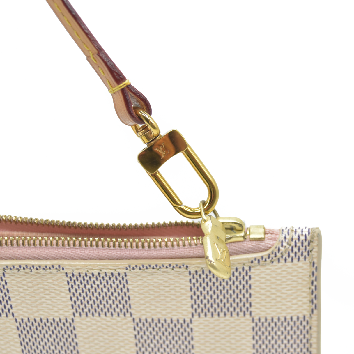 AUCTION $800 Louis Vuitton  Damier Azur Neverfull MM GM Pochette Rose Ballerine