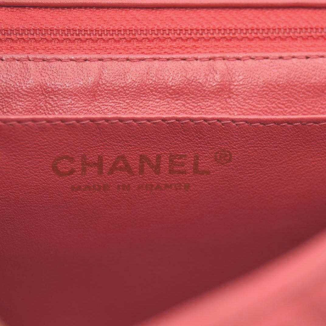 CHANEL Classic Flap Large Pink Leather Gold Hardware Velvet Chain Strap Karl Lagerfeld Signature