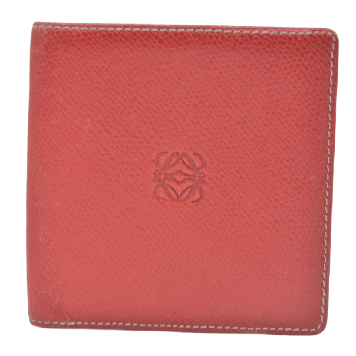 $590 Vintage Loewe Anagram Bifold Wallet Crafted Red CONSIGNMENT