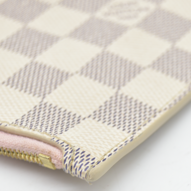 AUCTION $800 Louis Vuitton  Damier Azur Neverfull MM GM Pochette Rose Ballerine
