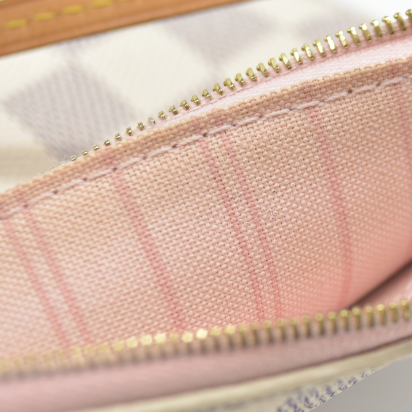 AUCTION $800 Louis Vuitton  Damier Azur Neverfull MM GM Pochette Rose Ballerine