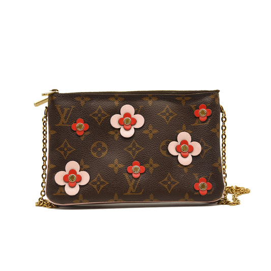 LOUIS VUITTON Monogram Blooming Flowers Double Zip Pochette