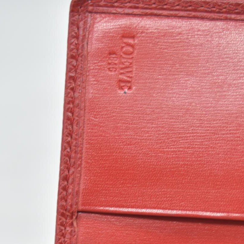 $590 Vintage Loewe Anagram Bifold Wallet Crafted Red CONSIGNMENT