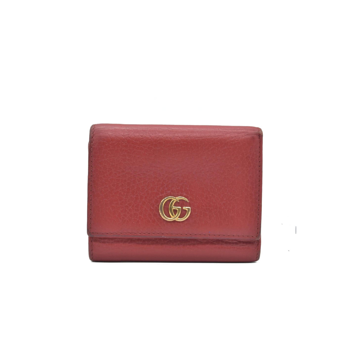 $790 Gucci Dollar Calfskin Medium GG Marmont Wallet Red CONSIGNMENT