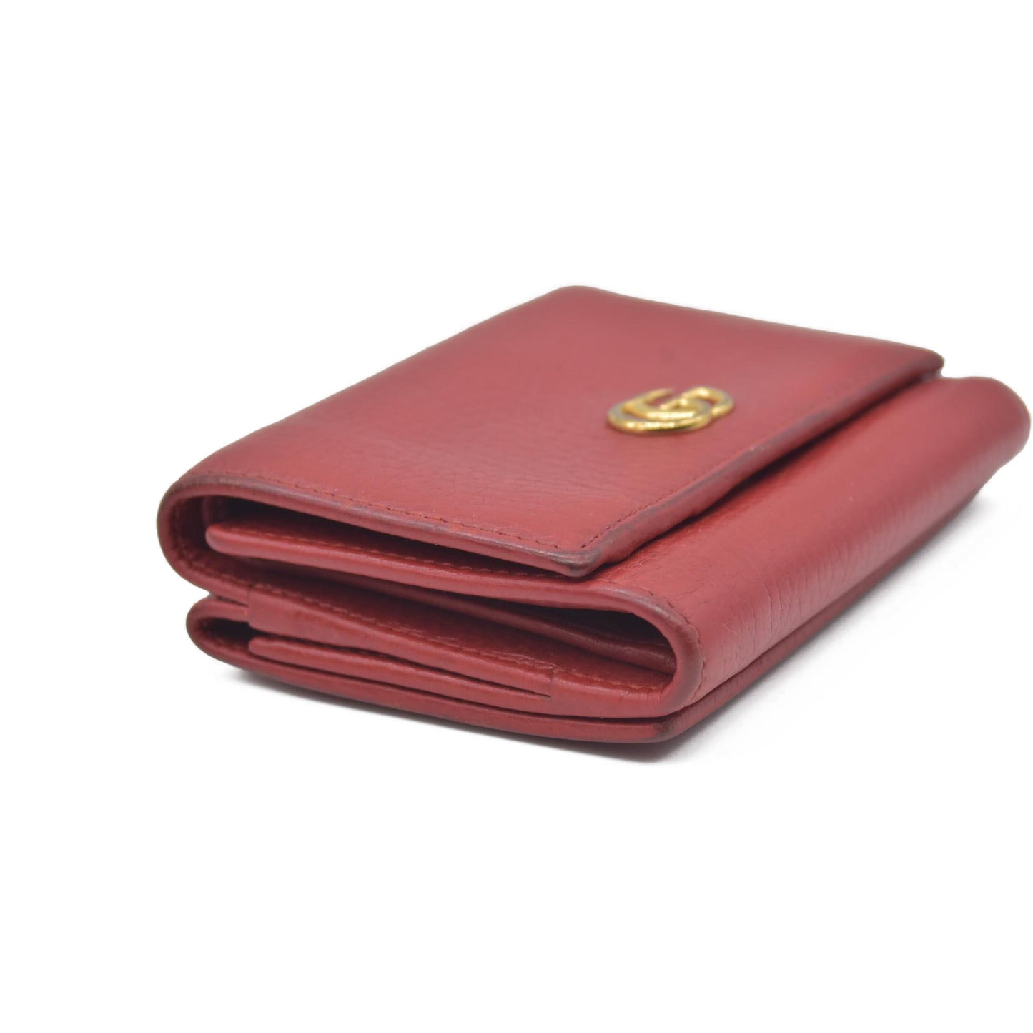 $790 Gucci Dollar Calfskin Medium GG Marmont Wallet Red CONSIGNMENT