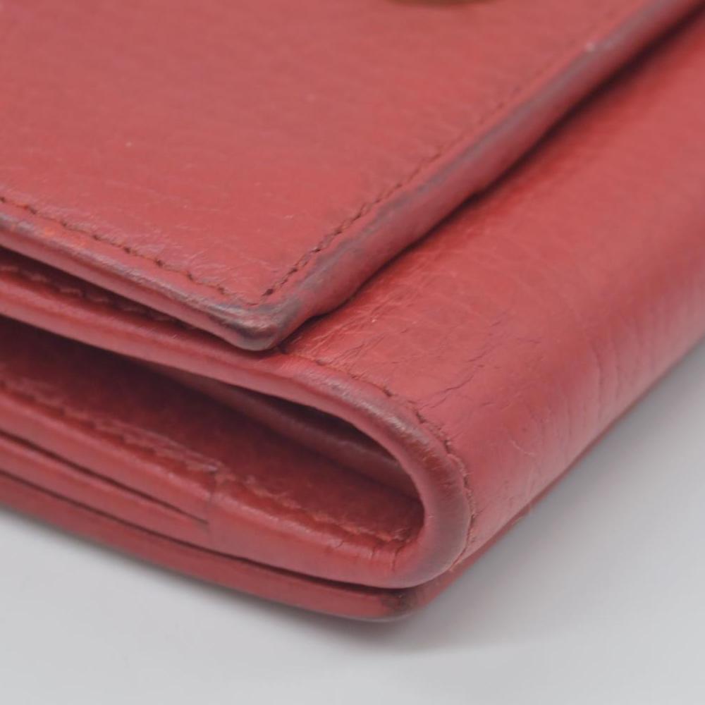 $790 Gucci Dollar Calfskin Medium GG Marmont Wallet Red CONSIGNMENT