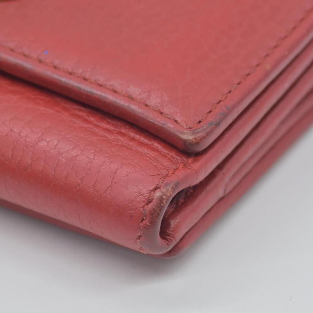 $790 Gucci Dollar Calfskin Medium GG Marmont Wallet Red CONSIGNMENT