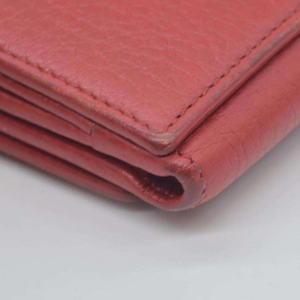 $790 Gucci Dollar Calfskin Medium GG Marmont Wallet Red CONSIGNMENT