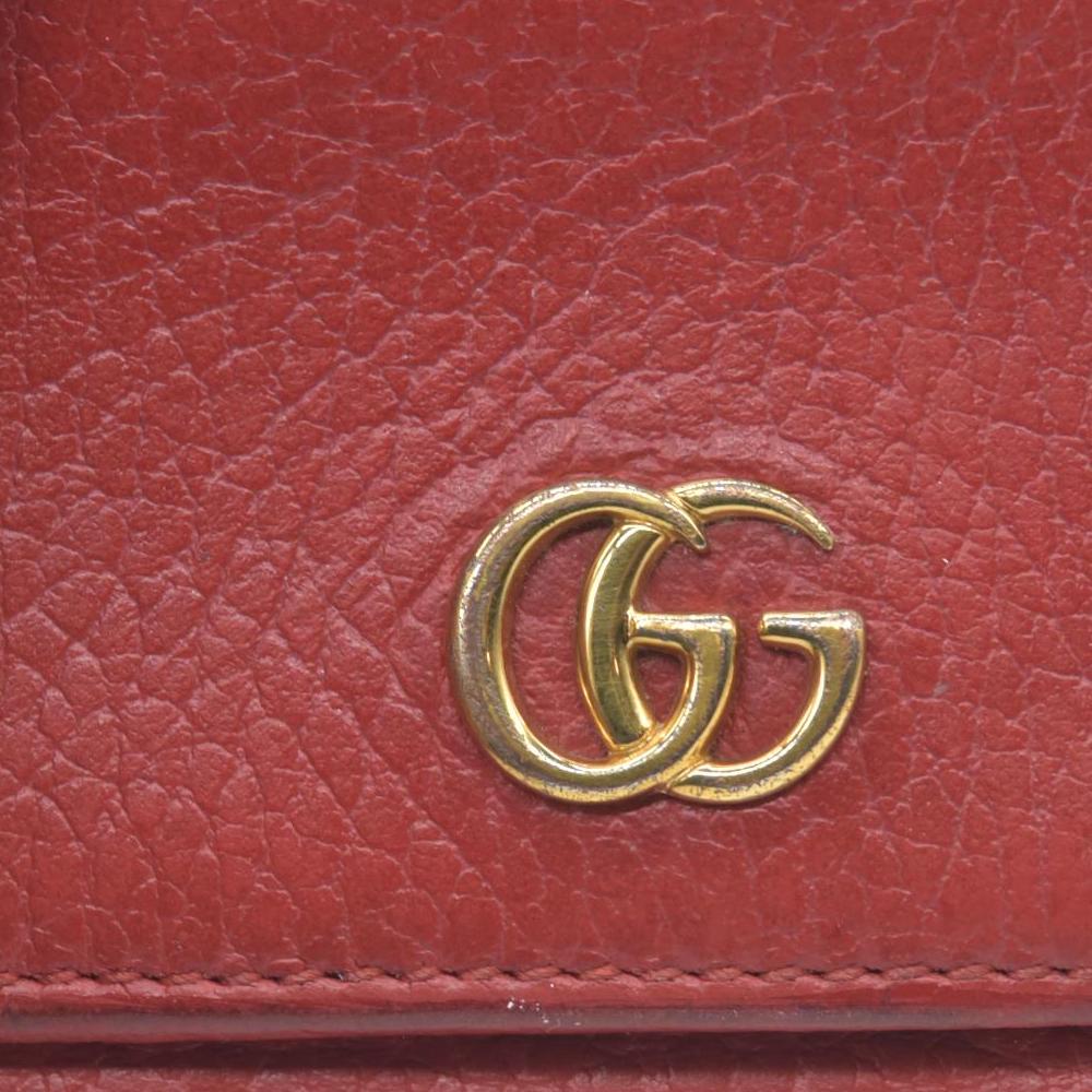 $790 Gucci Dollar Calfskin Medium GG Marmont Wallet Red CONSIGNMENT