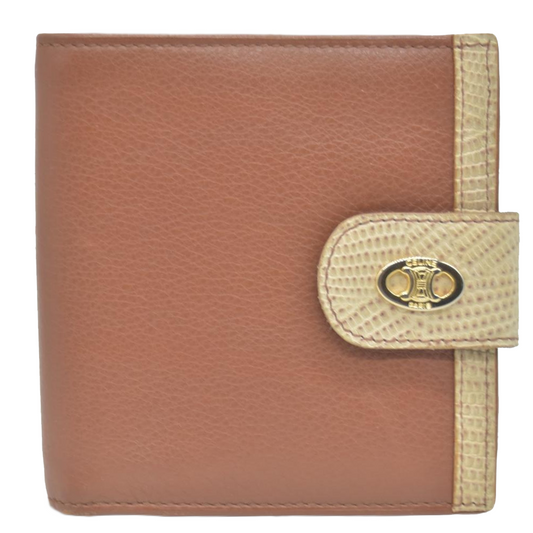 $690 CELINE Triomphe Leather Bifold Compact Wallet CONSIGNMENT
