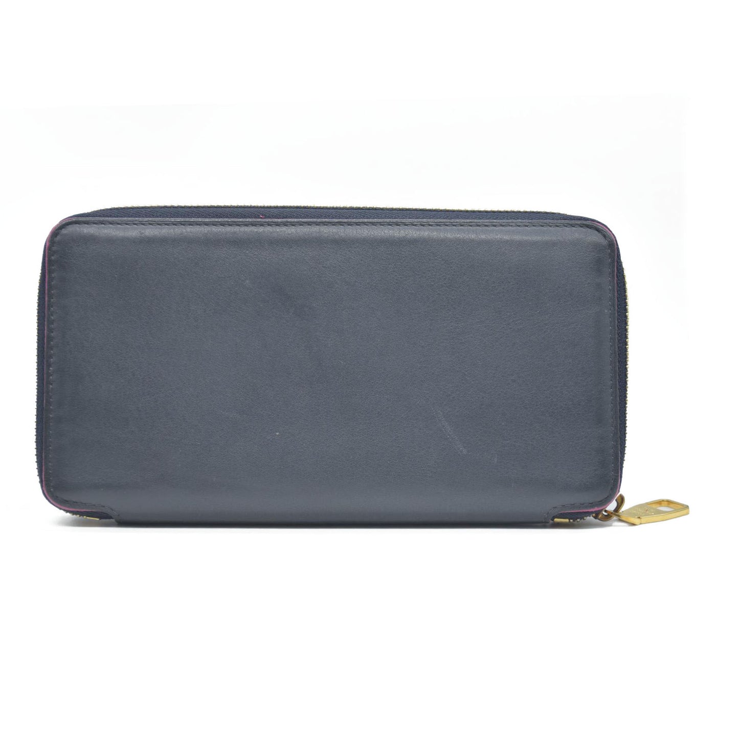 Louis Vuitton Porte Feiulle Iena Zip Around Long Wallet Purse Navy blue