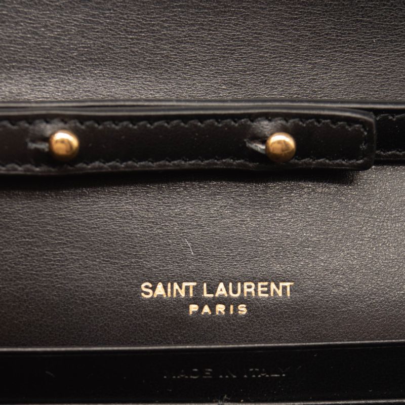 Saint Laurent Croc Embossed Leather Wallet on a Chain