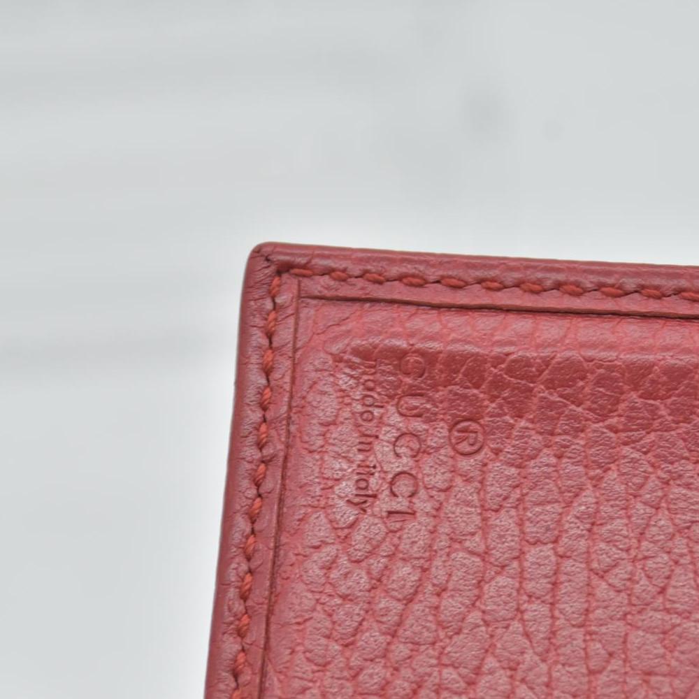 $790 Gucci Dollar Calfskin Medium GG Marmont Wallet Red CONSIGNMENT