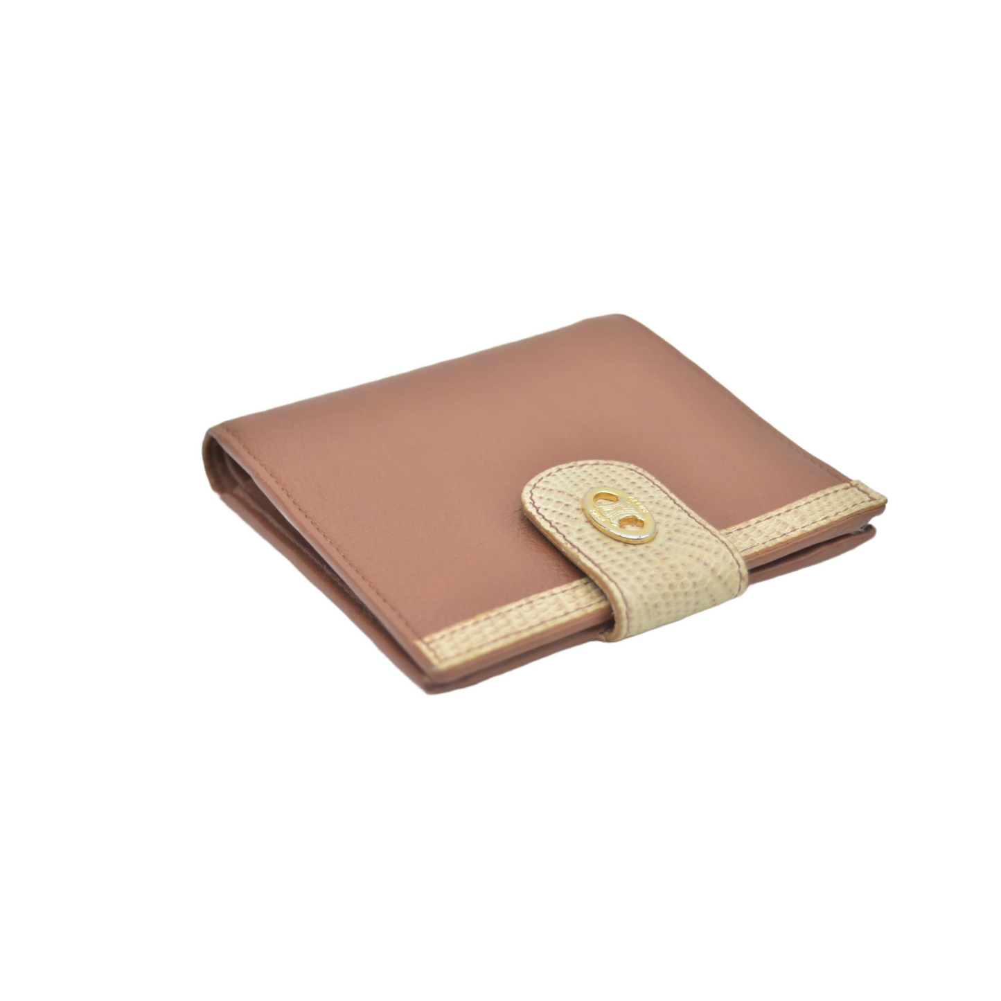 $690 CELINE Triomphe Leather Bifold Compact Wallet CONSIGNMENT