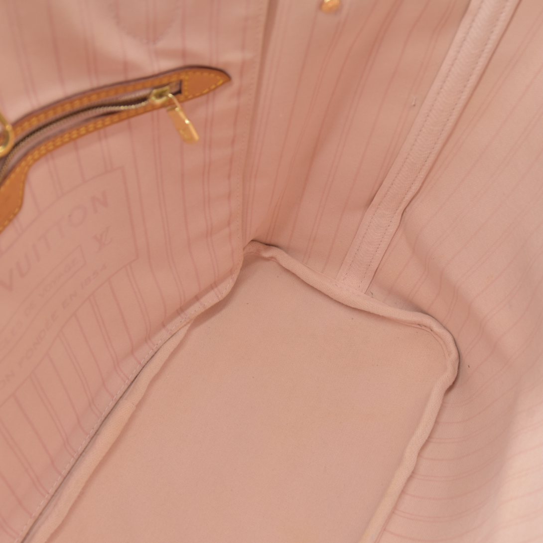 AUCTION $2170 Louis Vuitton  Damier Azur Neo Neverfull MM Rose Ballerine